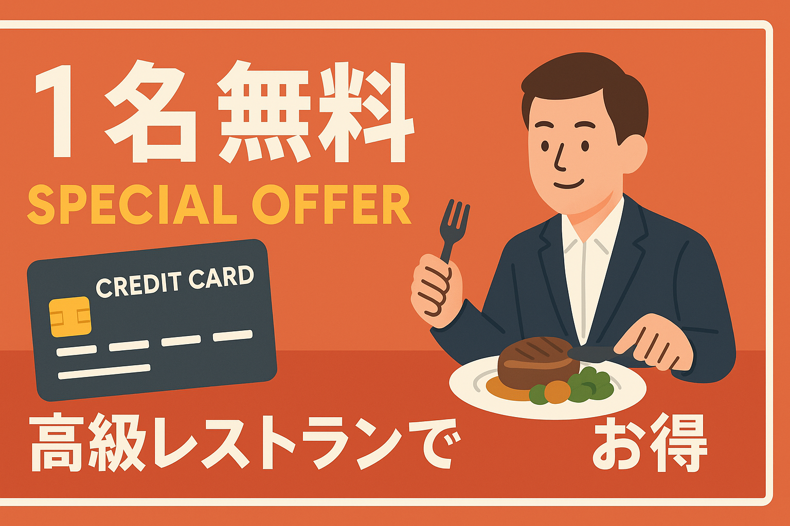 「招待日和」で1名分無料。高級レストランで得するグルメ特化型カード